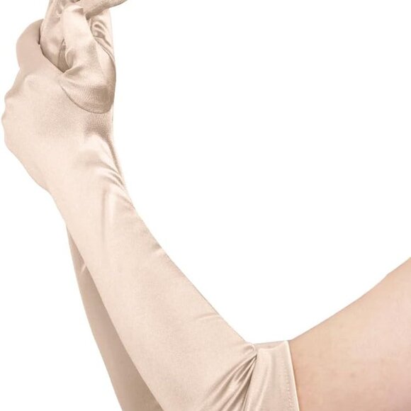 Long Opera Party Gloves for Women 1920s 20s Satin Gloves Costumes Elbow Length B - Picture 2 of 4